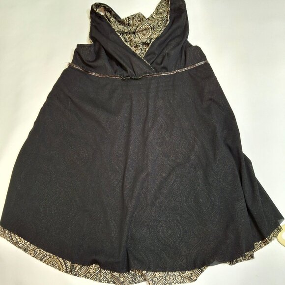 Fit & Flare Lined Netting Dress Size M Wrap Top Sleeveless Smocked Elastic Waist - Picture 14 of 15